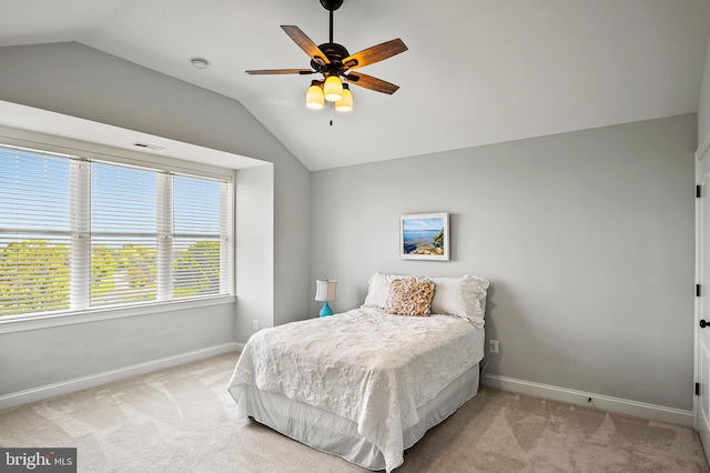 1760 Florence Rd, Mount Airy, MD 21771 - bedroom with lofted ceiling, baseboards, light carpet, and ceiling fan