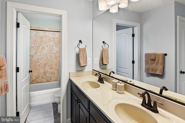 1760 Florence Rd, Mount Airy, MD 21771 - full bath with double vanity, toilet, shower / bath combination, and wood finished floors