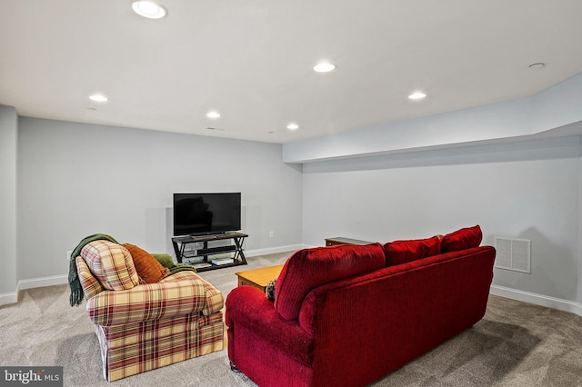 1760 Florence Rd, Mount Airy, MD 21771 - living area with light colored carpet, recessed lighting, and baseboards
