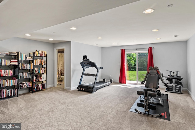 1760 Florence Rd, Mount Airy, MD 21771 - workout room featuring carpet, baseboards, and recessed lighting