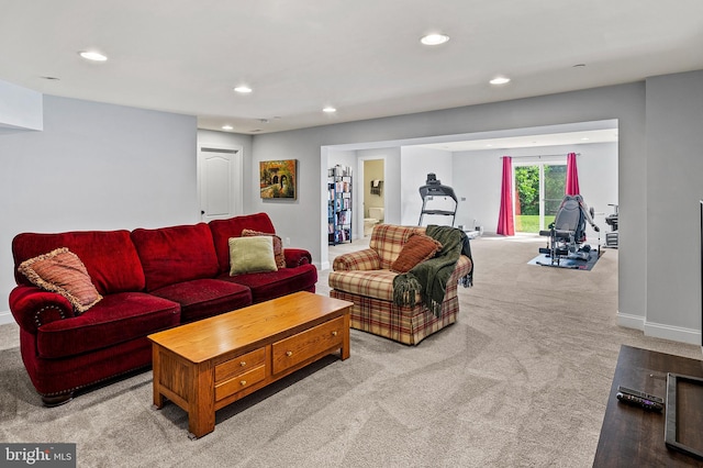 1760 Florence Rd, Mount Airy, MD 21771 - living room featuring carpet, recessed lighting, and baseboards