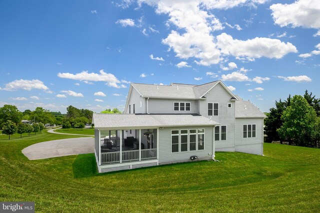 1760 Florence Rd, Mount Airy, MD 21771 - back of property featuring a yard, a sunroom, and a shingled roof