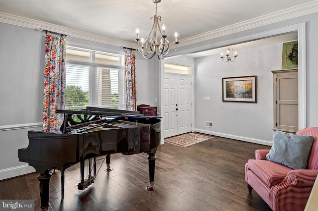 1760 Florence Rd, Mount Airy, MD 21771 - sitting room featuring a chandelier, crown molding, wood finished floors, and baseboards