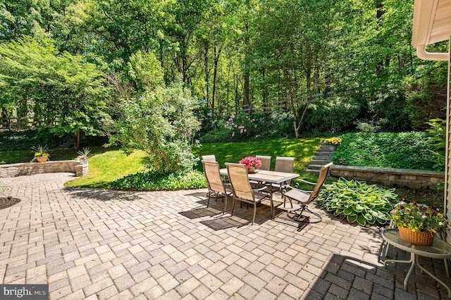 view of patio with outdoor dining area