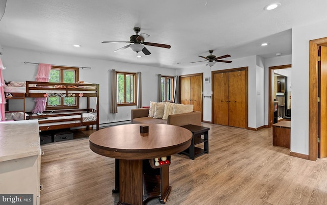 115 Bailey Settlement Hwy, Clearfield, PA 16830 - living room featuring a ceiling fan, light wood-style flooring, recessed lighting, and baseboards