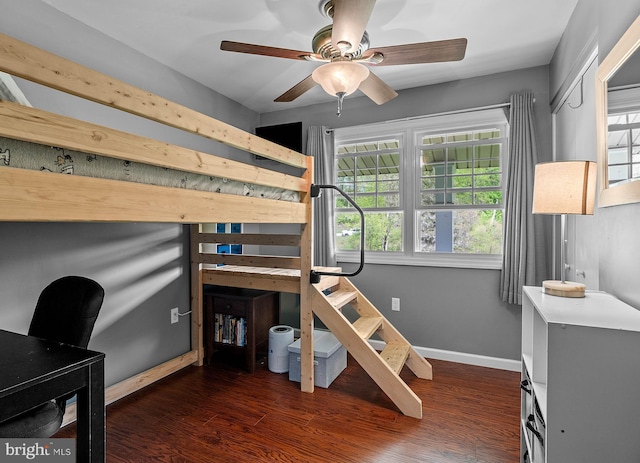 115 Bailey Settlement Hwy, Clearfield, PA 16830 - bedroom featuring baseboards, dark wood-style floors, and a desk