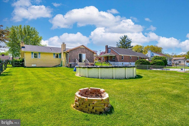 4115 Grandview Rd, Hanover, PA 17331 - back of house featuring an outdoor fire pit, a covered pool, and a chimney