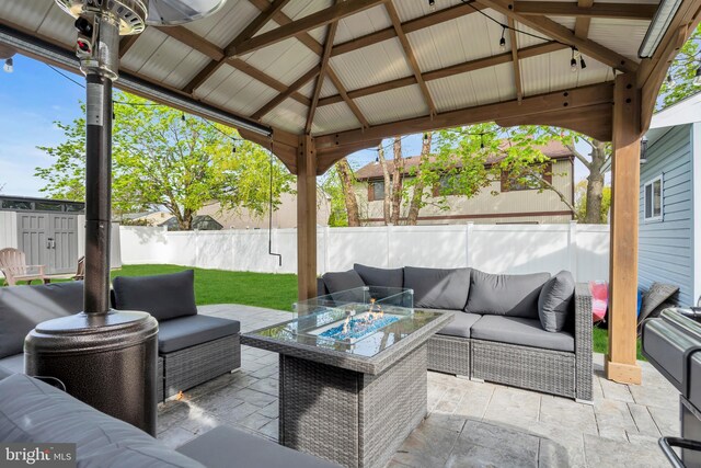 179 Ravenwood Blvd, Barnegat, NJ 08005 - view of patio / terrace with outdoor lounge area, a fenced backyard, and a gazebo