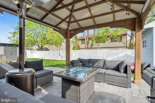 179 Ravenwood Blvd, Barnegat, NJ 08005 - view of patio / terrace featuring an outdoor hangout area, a fenced backyard, and a gazebo