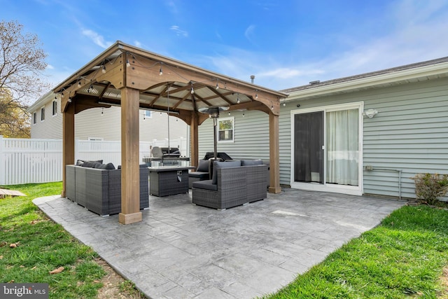 179 Ravenwood Blvd, Barnegat, NJ 08005 - view of patio with outdoor lounge area, a gazebo, and fence