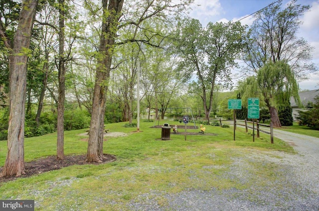 surrounding community with a yard