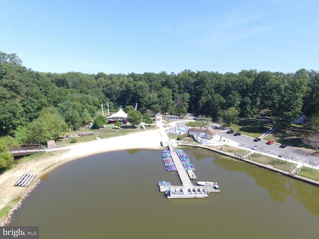 aerial view of property and surrounding area with a large body of water