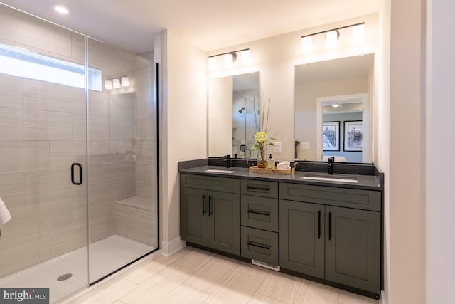 389 Scranton Ln, Ocean View, DE 19970 - bathroom with a shower stall and double vanity