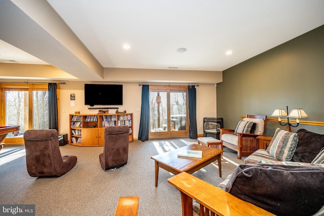 view of carpeted living area