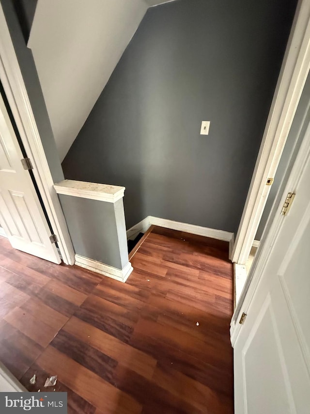 2503 Kent Town Pl Unit 2503B, Hyattsville, MD 20785 - stairs with wood finished floors, vaulted ceiling, and baseboards