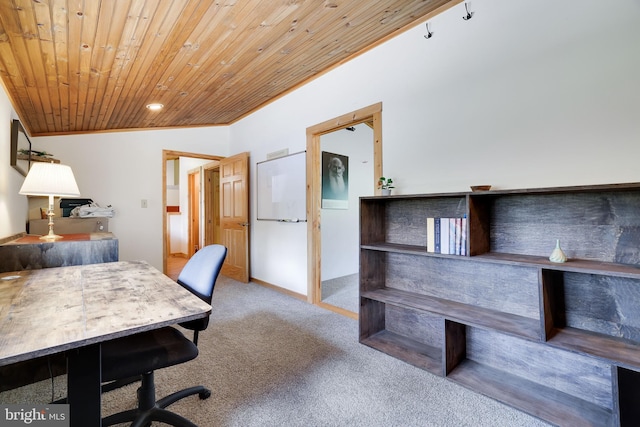 32 Black Bear Rd, Albrightsville, PA 18210 - office with carpet, wood ceiling, and crown molding
