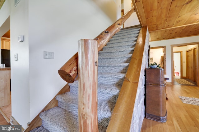 32 Black Bear Rd, Albrightsville, PA 18210 - stairway with wooden ceiling and wood finished floors