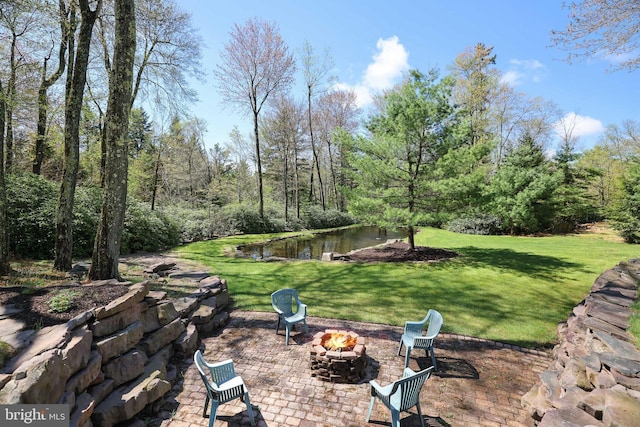 32 Black Bear Rd, Albrightsville, PA 18210 - view of grassy yard featuring a fire pit and a patio