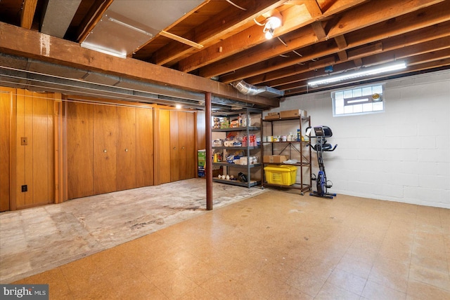 below grade area featuring tile patterned floors