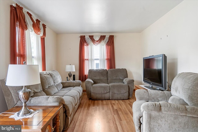 living room featuring light wood-style flooring