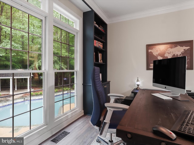 8197 Cottage Rose Ct, Fairfax Station, VA 22039 - office area with crown molding and wood finished floors