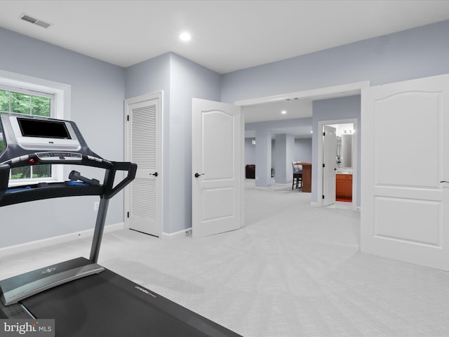 8197 Cottage Rose Ct, Fairfax Station, VA 22039 - workout area featuring carpet, baseboards, and recessed lighting
