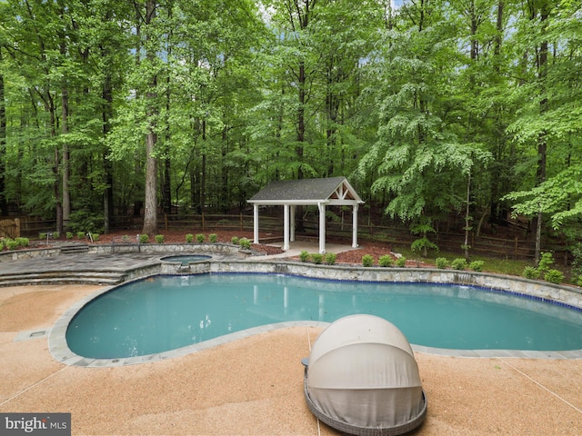 8197 Cottage Rose Ct, Fairfax Station, VA 22039 - outdoor pool with a gazebo, an in-ground hot tub, and fence