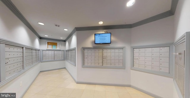 12001 Market St Unit 441, Reston, VA 20190 - surrounding community with ornamental molding, mail area, and recessed lighting