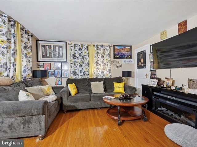 living area featuring wood finished floors