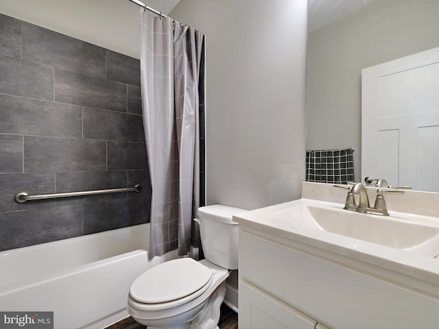 16016 Ambleside Ct, Hughesville, MD 20637 - full bath with toilet, vanity, and shower / bathtub combination with curtain
