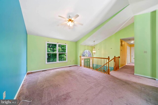 115 Emmitsburg Rd, Thurmont, MD 21788 - unfurnished room featuring carpet, ceiling fan, vaulted ceiling, and baseboards