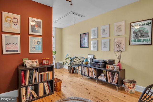 155 E Louther St, Carlisle, PA 17013 - home office featuring attic access, hardwood / wood-style flooring, and baseboards