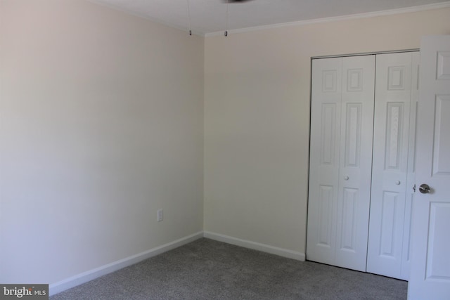 8323 Revelation Ave, Walkersville, MD 21793 - unfurnished bedroom featuring carpet, crown molding, baseboards, and a closet