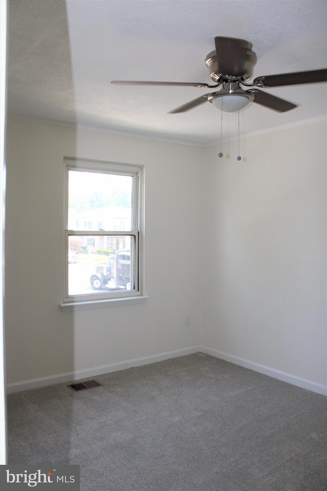 8323 Revelation Ave, Walkersville, MD 21793 - carpeted spare room with a ceiling fan, crown molding, and baseboards