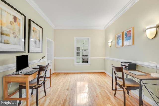 147 Little Quarry Rd, Gaithersburg, MD 20878 - office area with light wood-style floors, crown molding, and baseboards