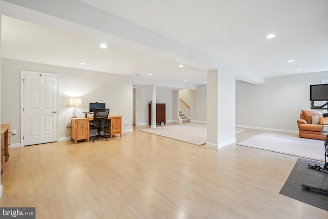 147 Little Quarry Rd, Gaithersburg, MD 20878 - office featuring light wood-style floors, recessed lighting, and baseboards