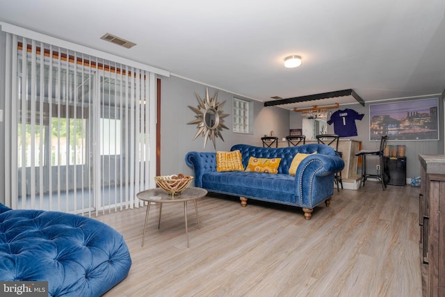 living area featuring wood finished floors