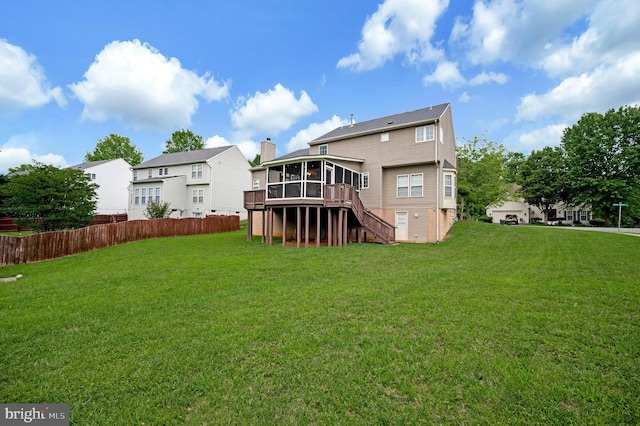 32 Beau Ridge Dr, Stafford, VA 22556 - rear view of house with a sunroom, stairs, and a residential view