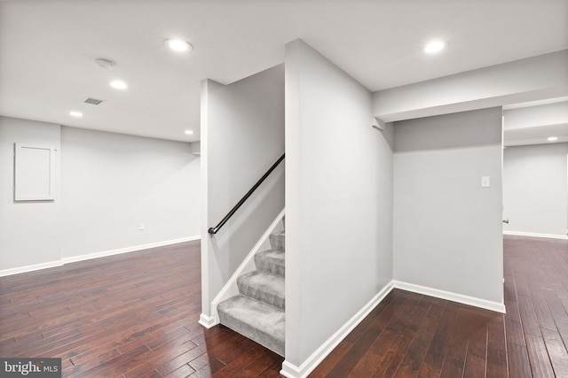 32 Beau Ridge Dr, Stafford, VA 22556 - below grade area with hardwood / wood-style flooring, baseboards, stairway, and recessed lighting