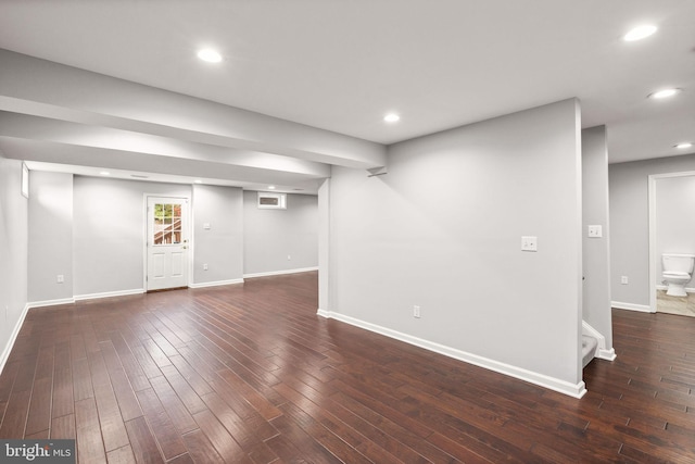 32 Beau Ridge Dr, Stafford, VA 22556 - below grade area featuring recessed lighting, hardwood / wood-style flooring, baseboards, and stairs