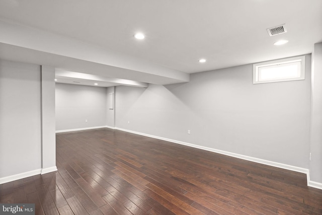 32 Beau Ridge Dr, Stafford, VA 22556 - basement featuring baseboards, dark wood-style floors, and recessed lighting