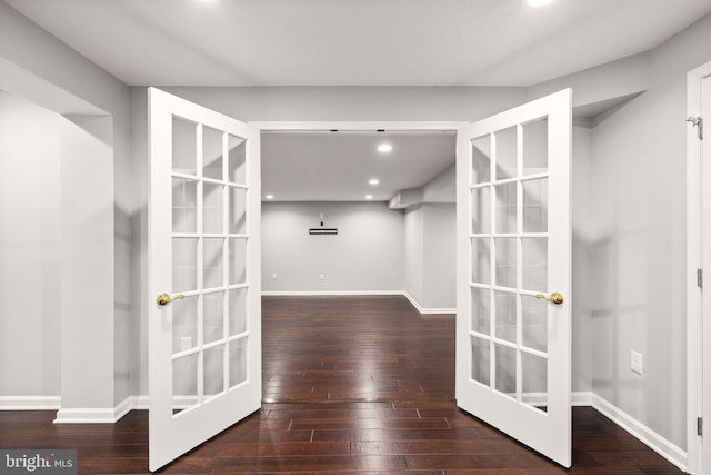 32 Beau Ridge Dr, Stafford, VA 22556 - hall featuring french doors, wood-type flooring, baseboards, and recessed lighting