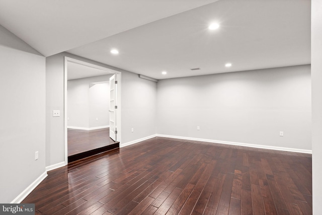 32 Beau Ridge Dr, Stafford, VA 22556 - finished basement with dark wood finished floors, baseboards, and recessed lighting