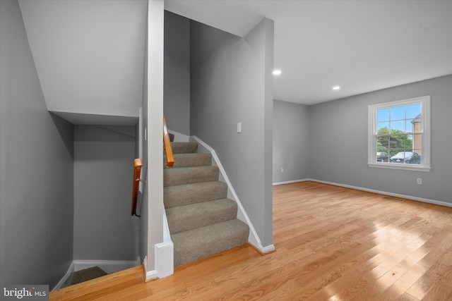 4559 Airlie Way, Annandale, VA 22003 - staircase featuring wood finished floors, baseboards, and recessed lighting