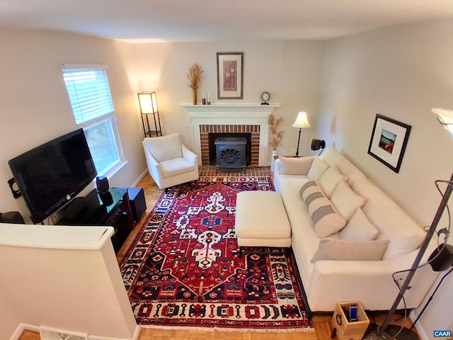 living room with wood finished floors