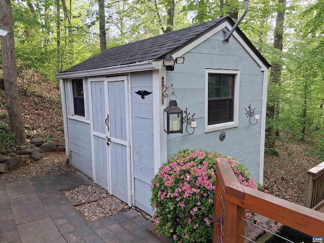 view of shed
