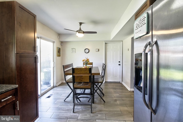5 Middleton Ln, Willingboro, NJ 08046 - dining area with a ceiling fan, baseboards, and wood finish floors