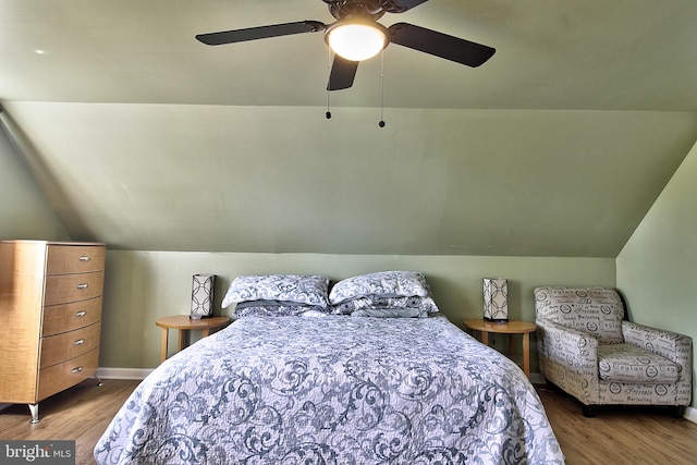 5 Middleton Ln, Willingboro, NJ 08046 - bedroom featuring vaulted ceiling, wood finished floors, baseboards, and a ceiling fan