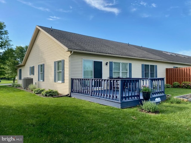 3467 Gleneagles Dr, Chambersburg, PA 17202 - back of property featuring central AC and a wooden deck