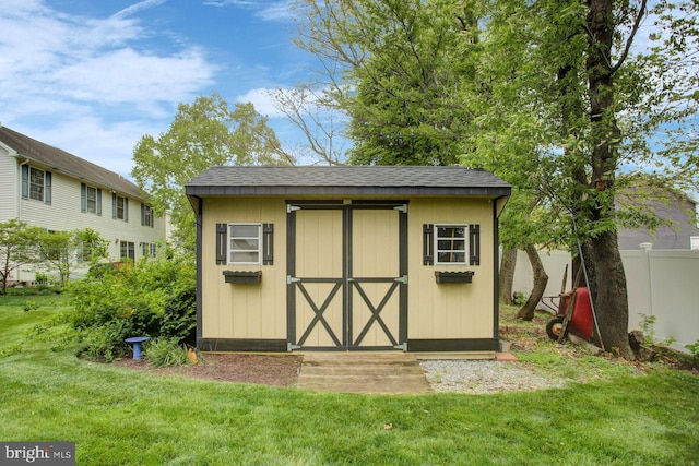 view of shed